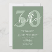 Hallo 30 | Moderne Sage Green 30e verjaardag foto Kaart (Voorkant)