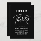 hallo 30 | Moderne zwarte 30e verjaardag Kaart (Voorkant / Achterkant)