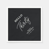 hallo 30 | Moderne zwarte 30e verjaardag Servet (Voorkant)