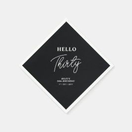 hallo 30 | Moderne zwarte 30e verjaardag Servet