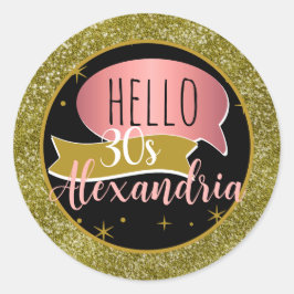 hallo 30 Persoonlijke 30e verjaardag glitter Ronde Sticker