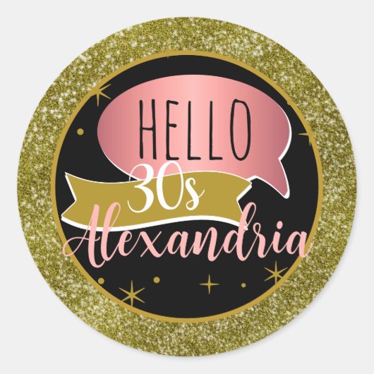 hallo 30 Persoonlijke 30e verjaardag glitter Ronde Sticker (Voorkant)