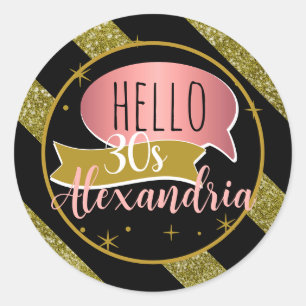 hallo 30 Persoonlijke verjaardag gouden glitters g Ronde Sticker