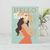 Hallo 30 Retro Poster roze 30ste verjaardag Kaart (Staand voorkant)