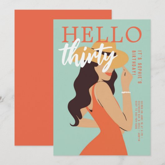 Hallo 30 Retro Poster roze 30ste verjaardag Kaart (Voorkant / Achterkant)