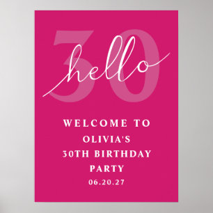 Hallo € 30 Vetgedrukte typografie Hot Pink Verjaar Poster