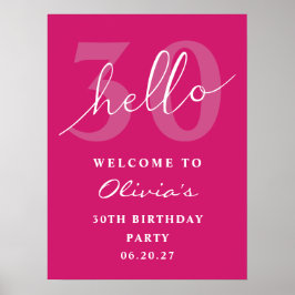 Hallo € 30 Vetgedrukte typografie Hot Pink Verjaar Poster