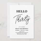Hallo ₩ 30 | Zwart & Wit 30ste verjaardagsfeestje Kaart (Voorkant)