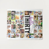 hallo 30e verjaardag 40 Foto Collage Wandkleed (Voorkant (horizontaal))