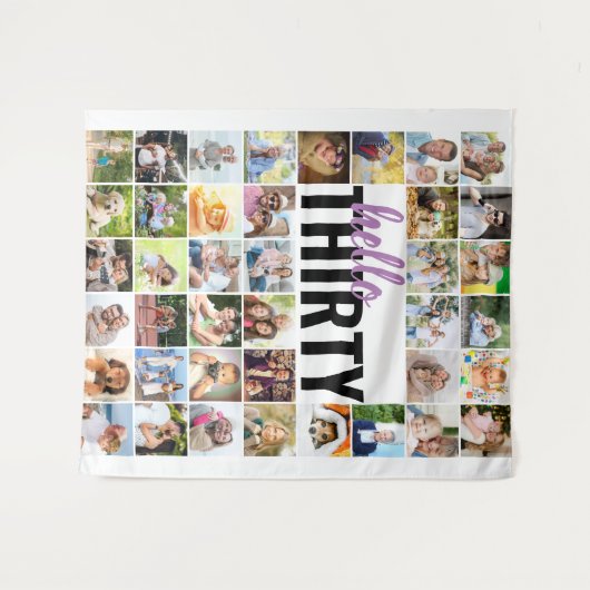 hallo 30e verjaardag 40 Foto Collage Wandkleed (Voorkant (horizontaal))