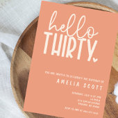 Hallo 30e verjaardag moderne perzik minimaal kaart