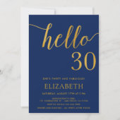 hallo 30e verjaardag Navy en Gold Kaart (Voorkant)