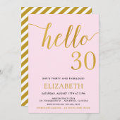 hallo 30e verjaardag Pink and Gold Kaart (Voorkant / Achterkant)