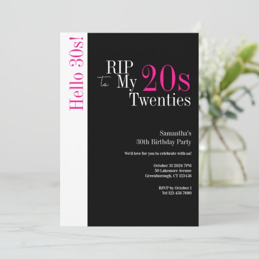 hallo 30e verjaardag RIP 20s Kaart (Staand voorkant)