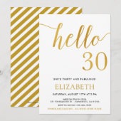 hallo 30e verjaardag Wit en Goud Kaart (Voorkant / Achterkant)