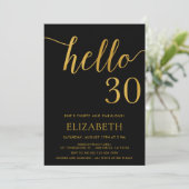 hallo 30e verjaardag Zwart en Goud Kaart (Staand voorkant)