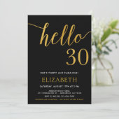 hallo 30e verjaardag Zwart en Goud Kaart (Staand voorkant)