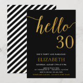 hallo 30e verjaardag Zwart en Goud Kaart (Voorkant / Achterkant)