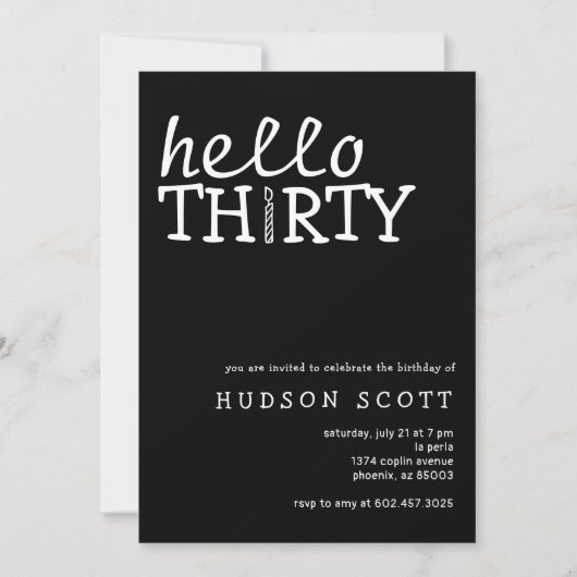 hallo 30e verjaardagsfeest kaart (Voorkant)