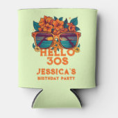 Hallo 30s Tropische  Retro Zomerverjaardag Blikjeskoeler (Voorkant)