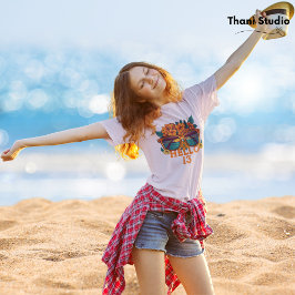 Hallo 3 Tropische Retro Zomerverjaardag T-shirt