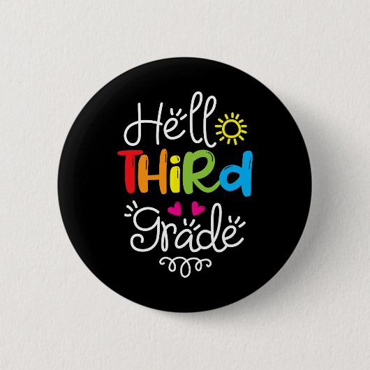 hallo 3e graad 3e graad Terug naar school Gi Ronde Button 5,7 Cm (Voorkant)