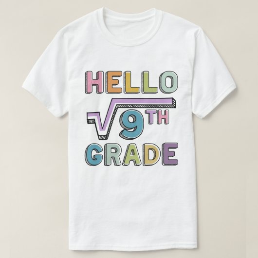 hallo 3e graad Funny Square wortel van 9 Wiskunde T-shirt (Design voorkant)