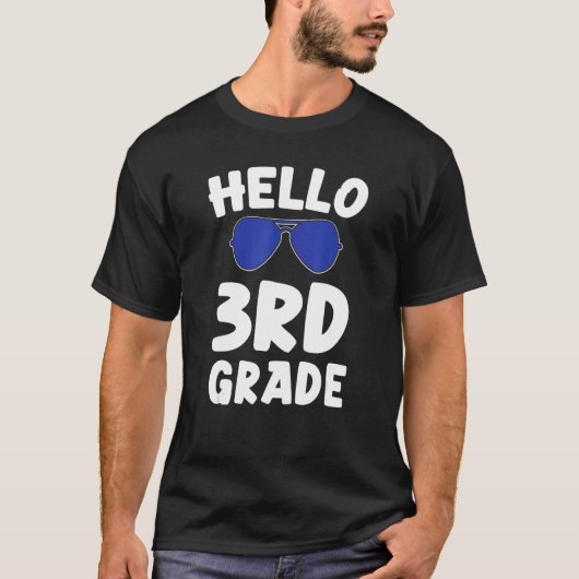 Hallo 3e klas Cool Zonnebril Third Grade Jongens S T-shirt (Voorkant)