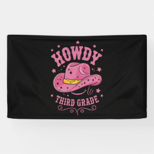 Hallo 3e klas cowboy cowgirl terug naar school spandoek