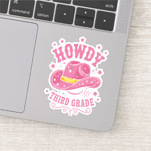 Hallo 3e klas Cowboy Cowgirl Terug naar school Sticker