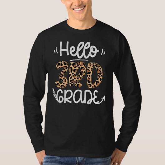 Hallo 3e klas Leopard Student Teacher Terug naar S T-shirt (Voorkant)