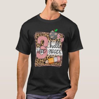 Hallo 3e klas luipaard print terug naar school t-shirt