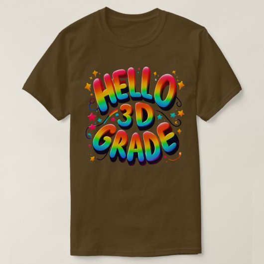 Hallo 3e klas regenboogluipaard terug naar school  t-shirt (Design voorkant)