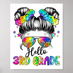 Hallo 3e klas rommelige haar knot meisje terug naa poster