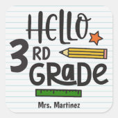 Hallo 3e klas school vierkante sticker (Voorkant)
