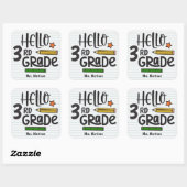 Hallo 3e klas school vierkante sticker (Vel)