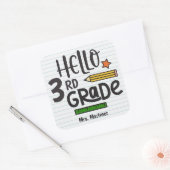 Hallo 3e klas school vierkante sticker (Envelop)