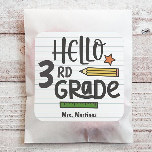 Hallo 3e klas school vierkante sticker