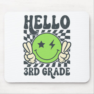 Hallo 3e klas sfeer Groovy glimlach gezicht terug Muismat
