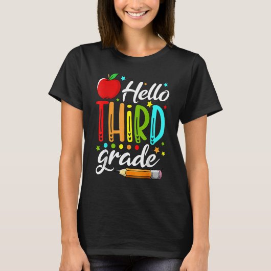 Hallo 3e klas team derde klas leraar Kinder terug T-shirt (Voorkant)