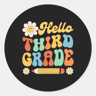 Hallo 3e klas terug naar school leraren Kinder Ronde Sticker