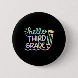 Hallo 3e klas Tie Dye Leraren Kinderen Byck Terug  Ronde Button 5,7 Cm