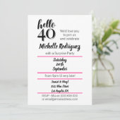 Hallo 40 - 40e verjaardag Modern Roze & Zwart Part Kaart (Staand voorkant)