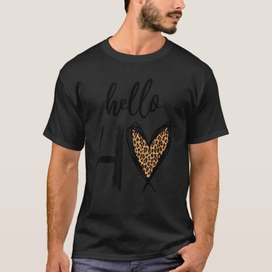 Hallo 40 jaar Leopard Heart 40th Verjaardag Party  T-shirt (Voorkant)