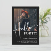 Hallo 40 JAAR! Minimaal 40ste verjaardagsfeestje Kaart (Staand voorkant)