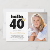 hallo 40 mijlpaal Aangepaste foto op jaarbasis Kaart (Voorkant)