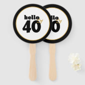 hallo 40 mijlpaal in de zwarte goudkroon handwaaier (Voorkant en achterkant)