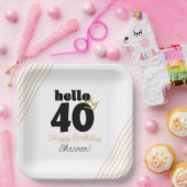 hallo 40 mijlpaal in de zwarte goudkroon papieren bordje (Feest)