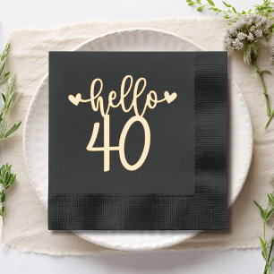 Hallo 40 Moderne 40e Verjaardag Veertig Veertig Folie Servetten