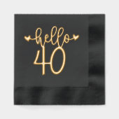 Hallo 40 Moderne 40e Verjaardag Veertig Veertig Folie Servetten (Voorkant)